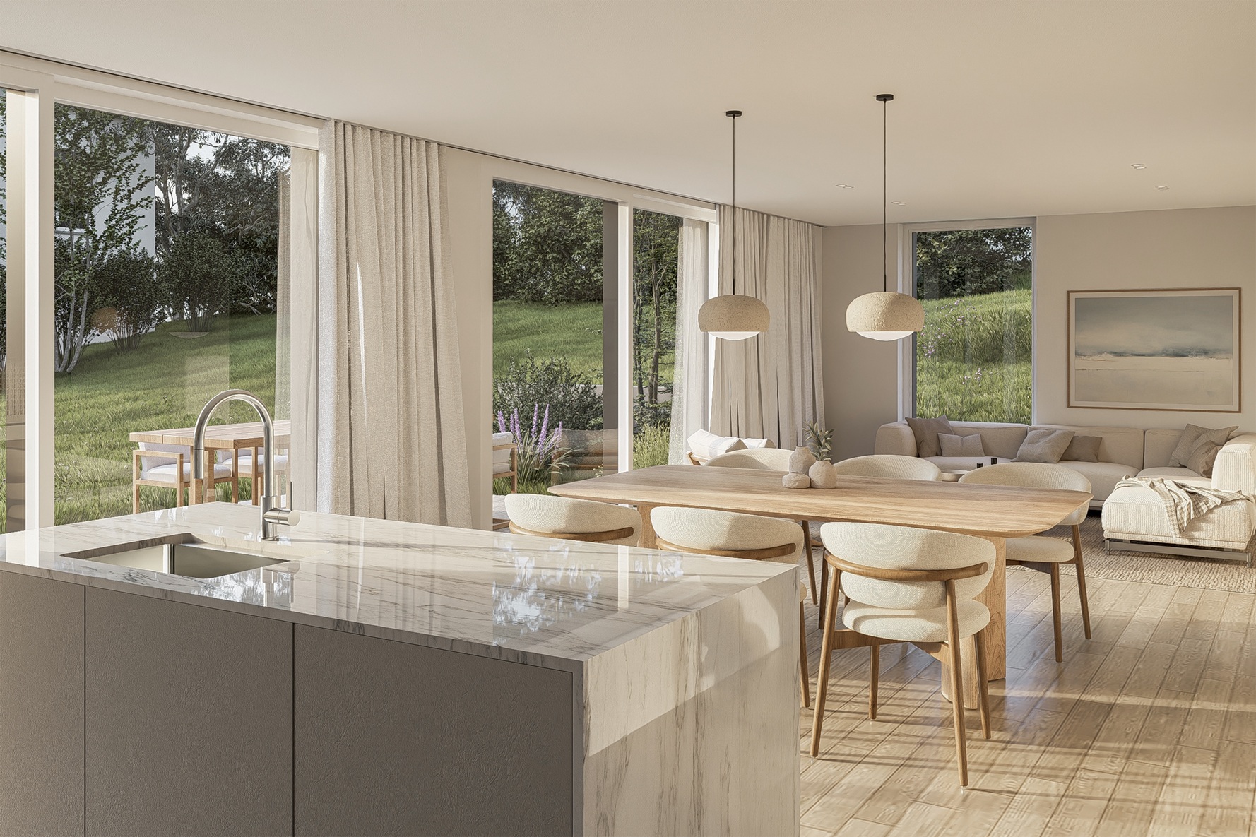 Séjour-cuisine ouvert de 44 m²
