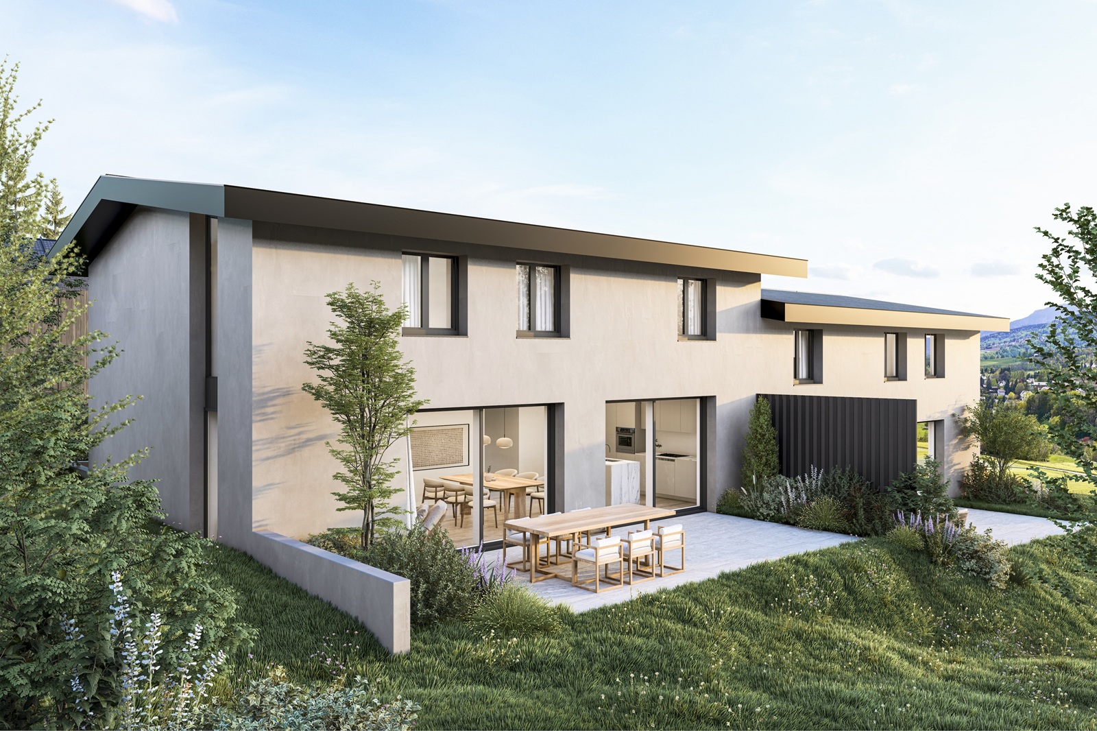 Terrasse plein sud prolongeant le séjour